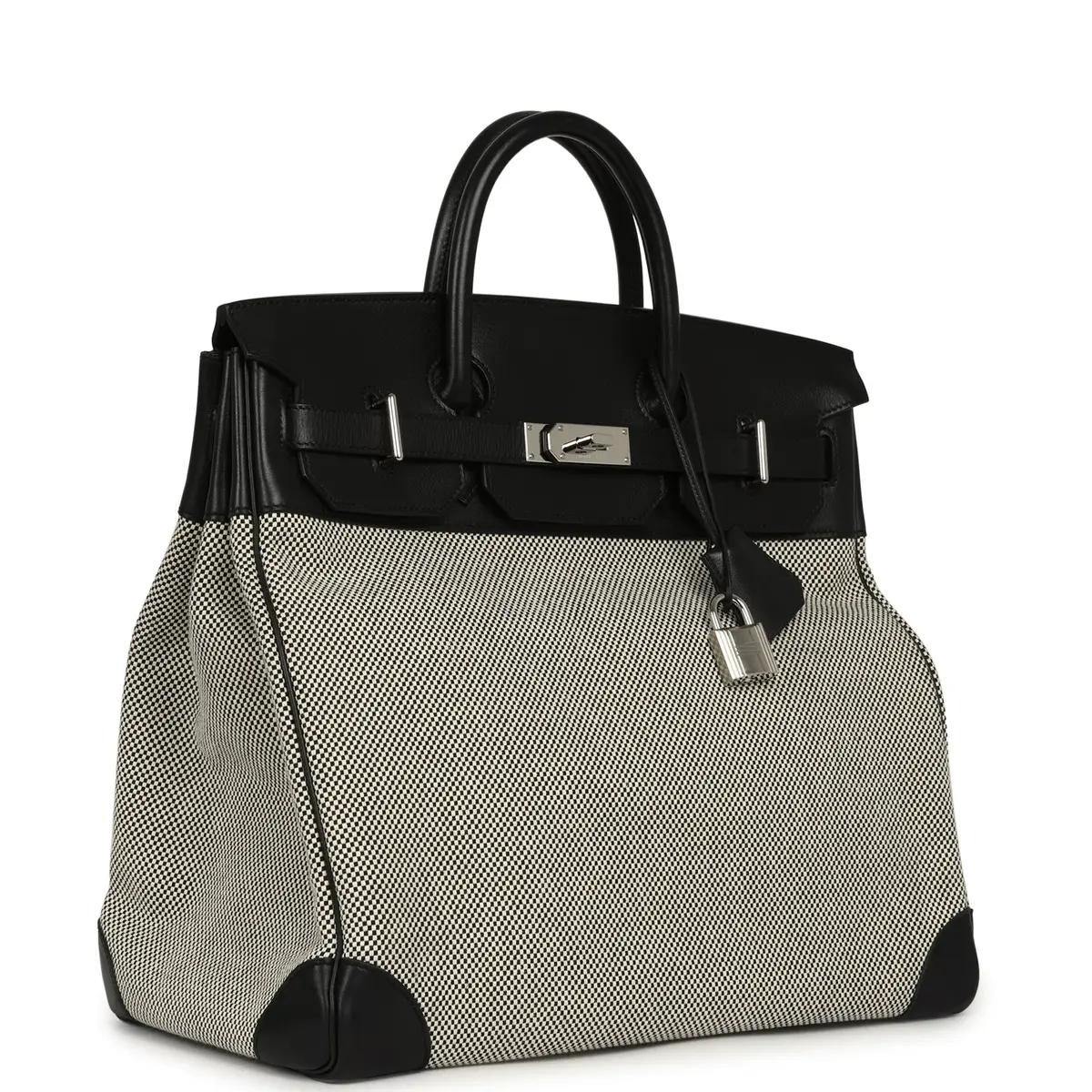 HERMÈS Pre-owned Hermes Birkin HAC 40 Black Evercolor, Ecru-Black Criss Cross Toile Canvas Palladium Hardware | Thumbnail 2 HERMÈS Pre-owned Hermes Birkin HAC 40 Black Evercolor, Ecru-Black Criss Cross Toile Canvas Palladium Hardware | Thumbnail 2