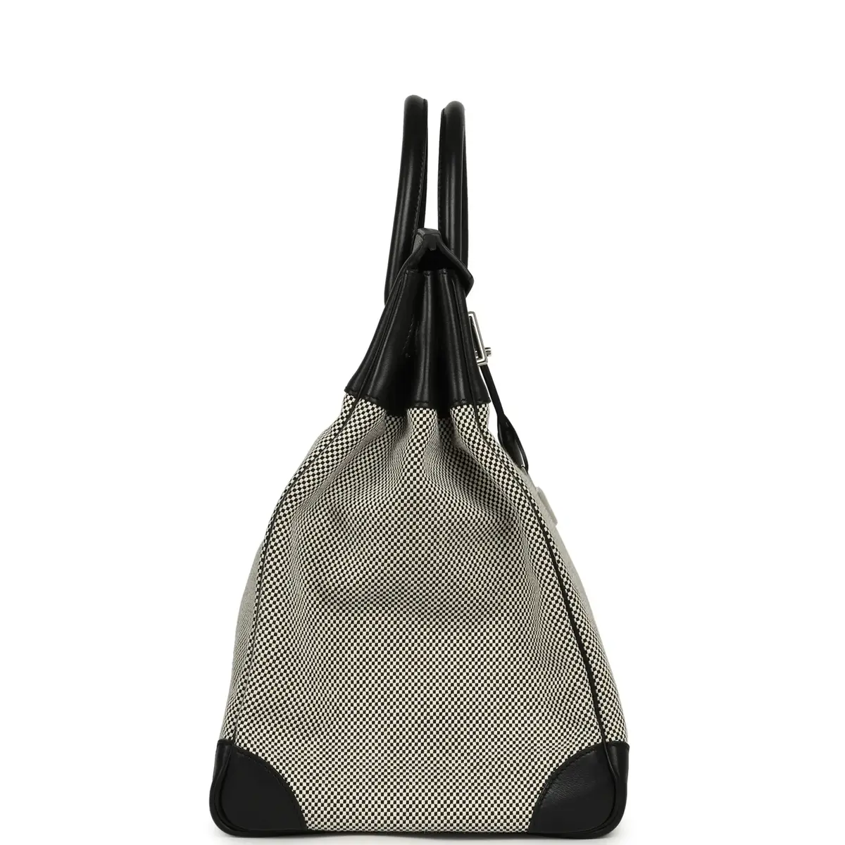 HERMÈS Pre-owned Hermes Birkin HAC 40 Black Evercolor, Ecru-Black Criss Cross Toile Canvas Palladium Hardware | Thumbnail 3 HERMÈS Pre-owned Hermes Birkin HAC 40 Black Evercolor, Ecru-Black Criss Cross Toile Canvas Palladium Hardware | Thumbnail 3