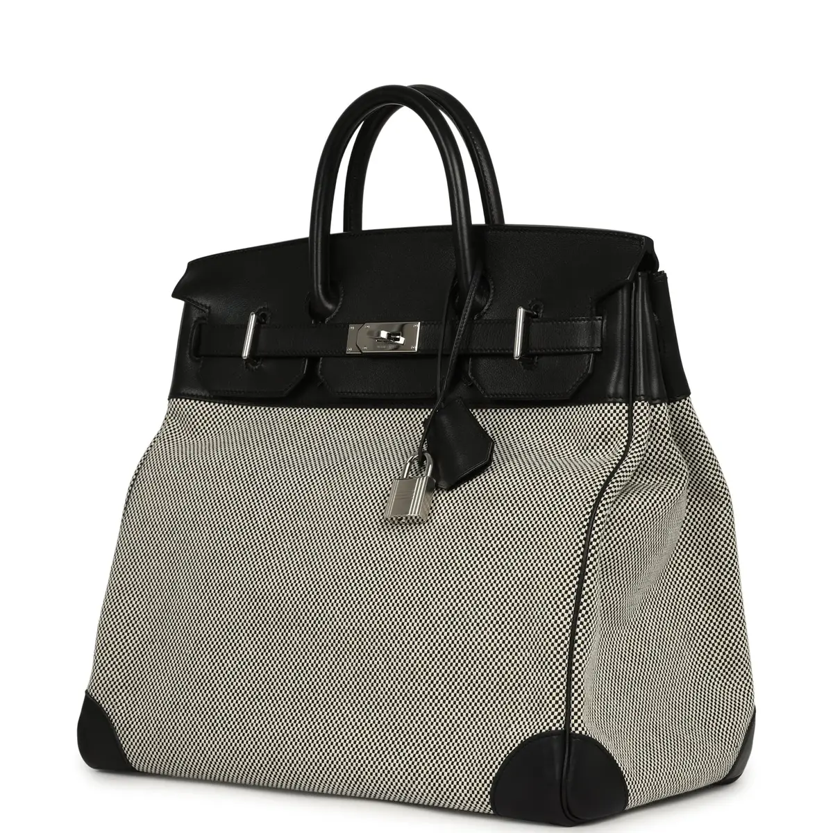 HERMÈS Pre-owned Hermes Birkin HAC 40 Black Evercolor, Ecru-Black Criss Cross Toile Canvas Palladium Hardware | Thumbnail 5 HERMÈS Pre-owned Hermes Birkin HAC 40 Black Evercolor, Ecru-Black Criss Cross Toile Canvas Palladium Hardware | Thumbnail 5