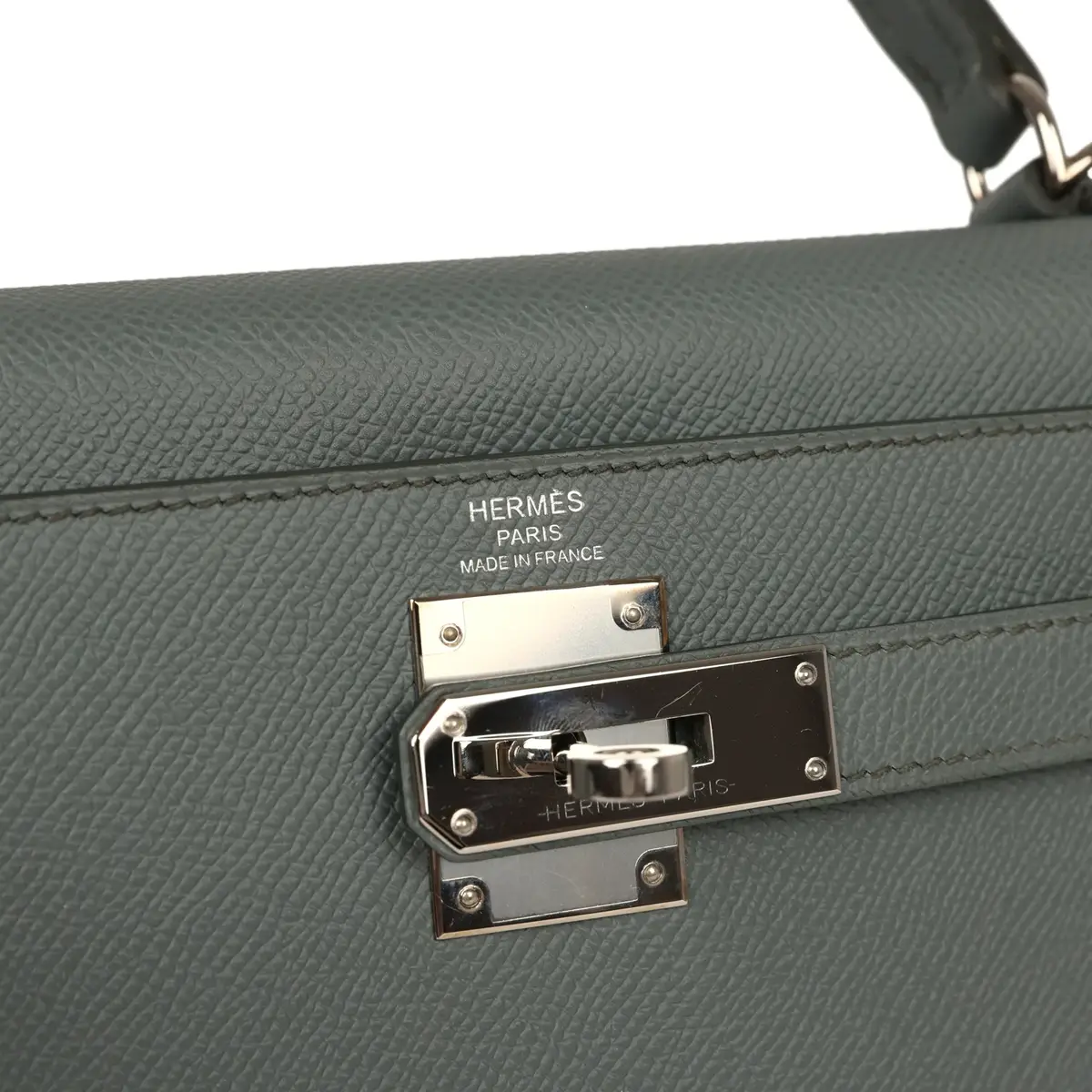 HERMÈS Pre-owned Hermes Kelly Sellier 28 Vert Amande Epsom Palladium Hardware | Thumbnail 7 HERMÈS Pre-owned Hermes Kelly Sellier 28 Vert Amande Epsom Palladium Hardware | Thumbnail 7
