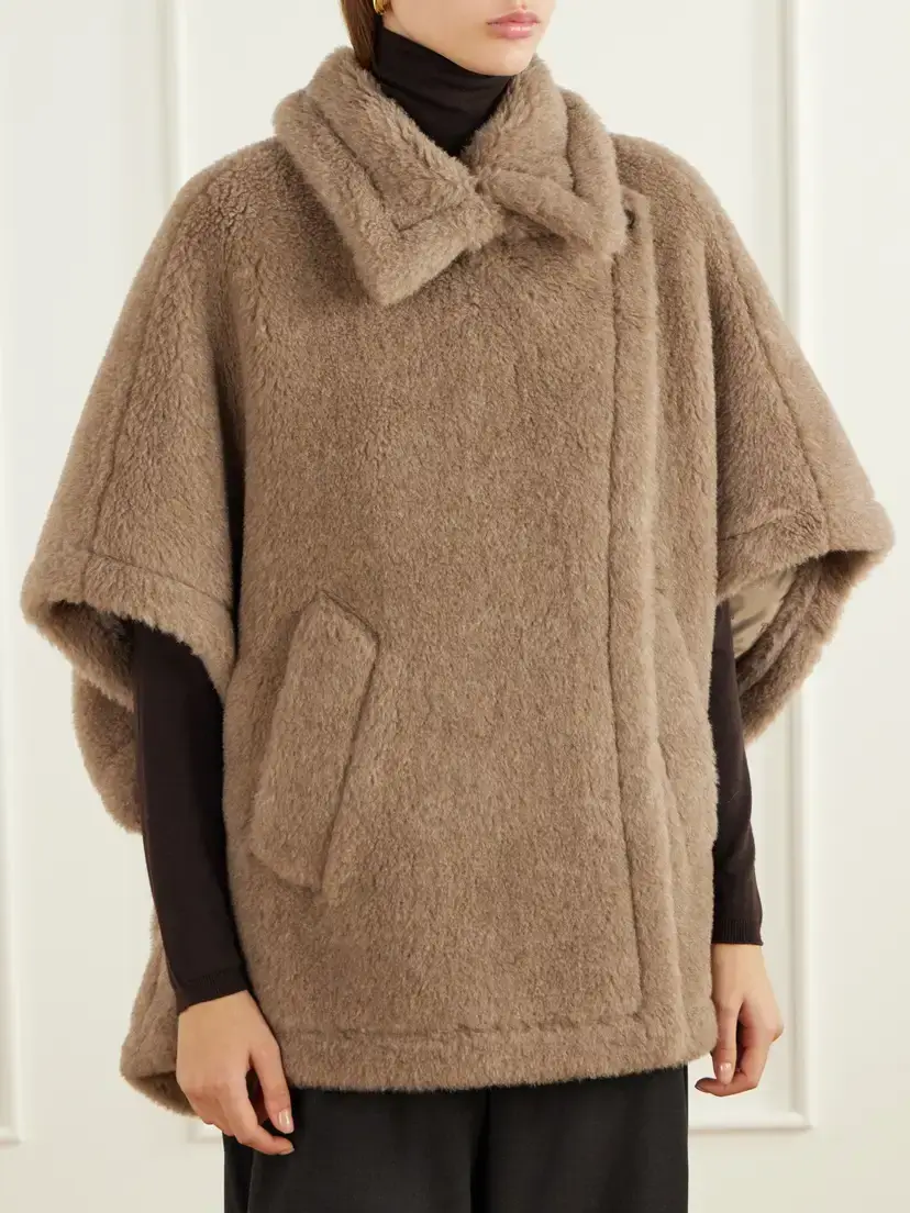 Max Mara Alpaca, Cashmere And Silk-blend Cape - Brown | Thumbnail 3 Max Mara Alpaca, Cashmere And Silk-blend Cape - Brown | Thumbnail 3