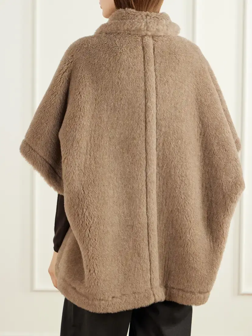 Max Mara Alpaca, Cashmere And Silk-blend Cape - Brown | Thumbnail 4 Max Mara Alpaca, Cashmere And Silk-blend Cape - Brown | Thumbnail 4
