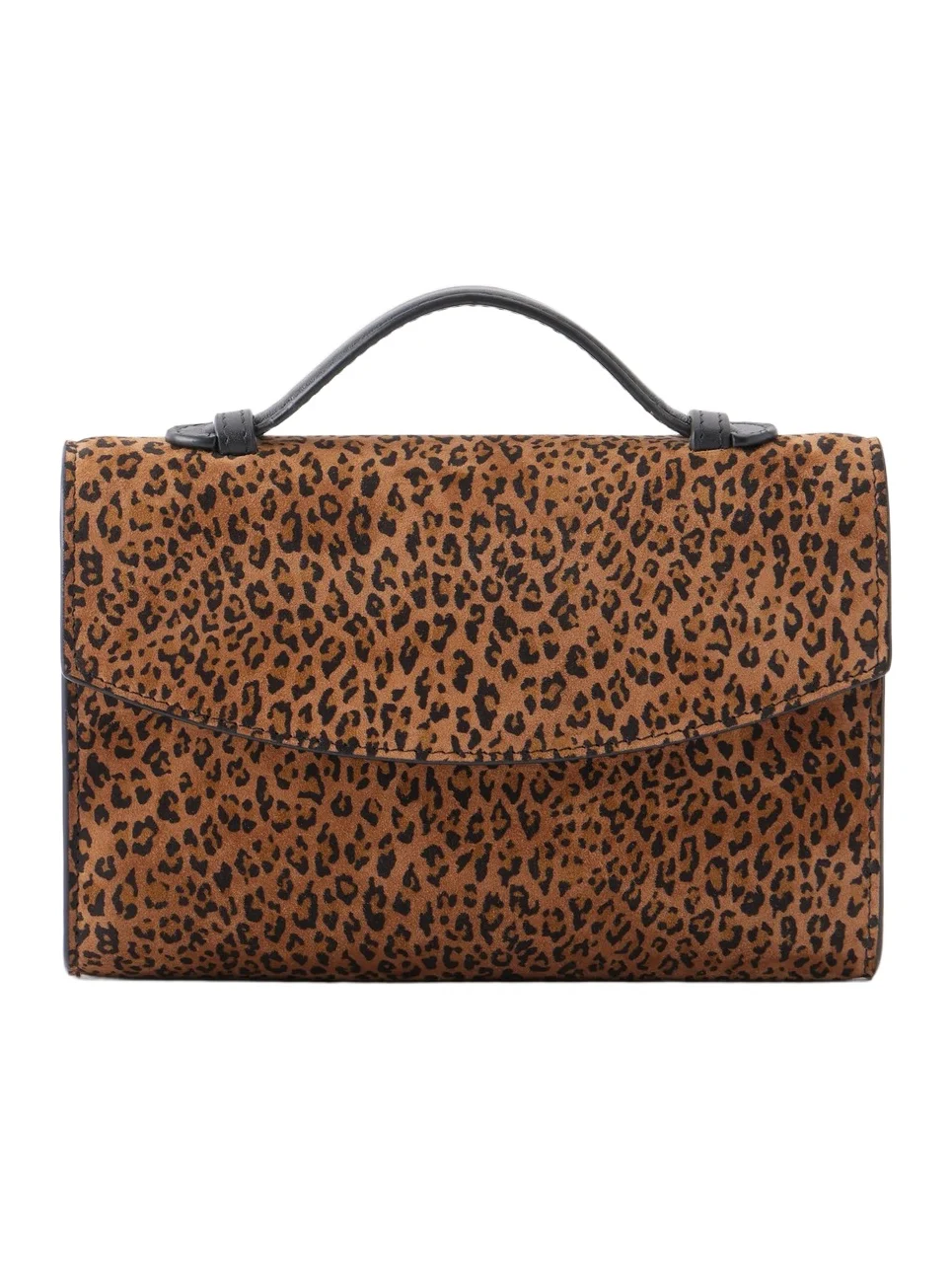 Hunting Season Leather-trimmed Leopard-print Suede Top-handle Bag