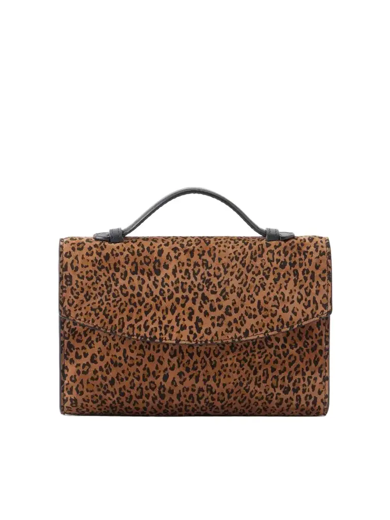 Hunting Season Leather-trimmed Leopard-print Suede Top-handle Bag
