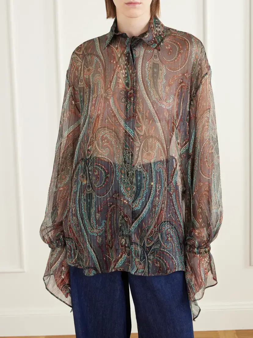 Etro Ruffled Paisley-print Silk-blend Chiffon Blouse | Thumbnail 3