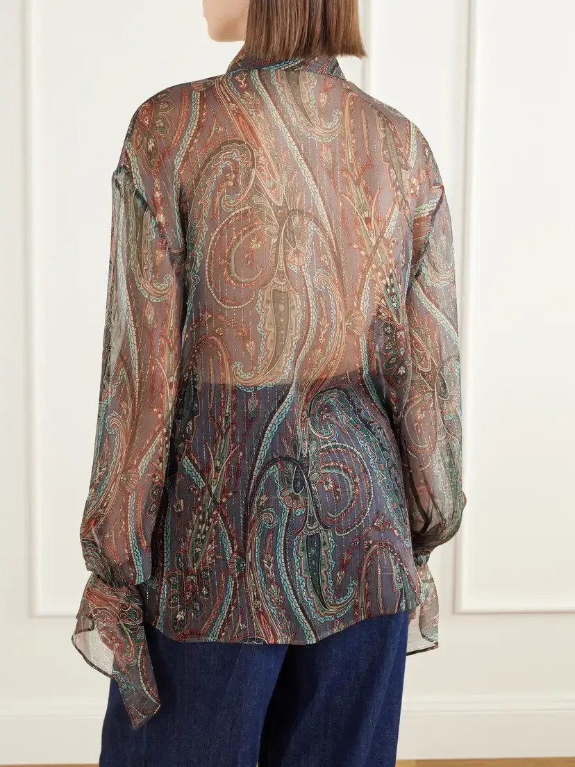Etro Ruffled Paisley-print Silk-blend Chiffon Blouse | Thumbnail 4