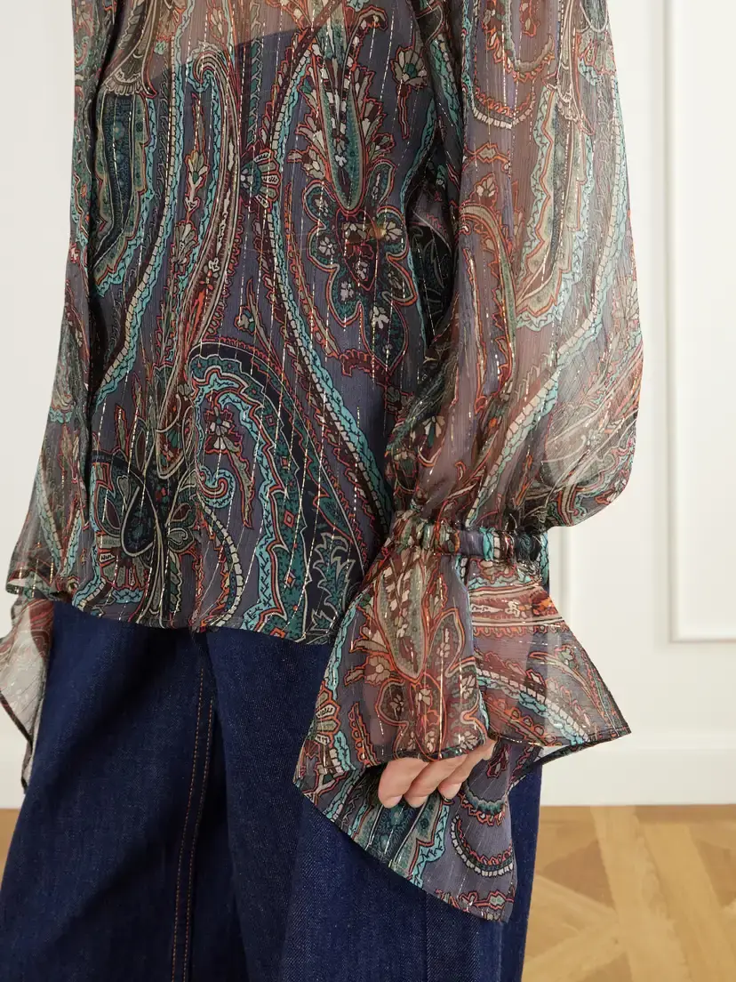 Etro Ruffled Paisley-print Silk-blend Chiffon Blouse | Thumbnail 5