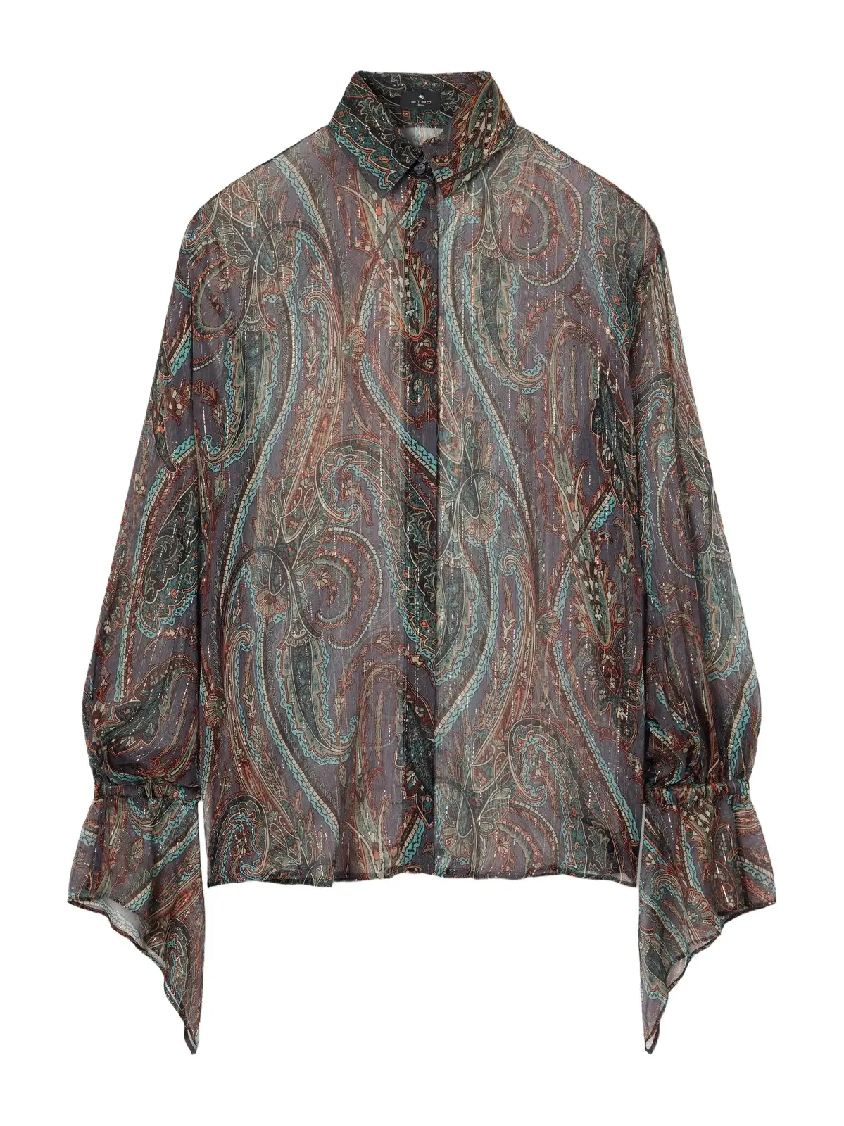 Ruffled Paisley-print Silk-blend Chiffon Blouse Ruffled Paisley-print Silk-blend Chiffon Blouse
