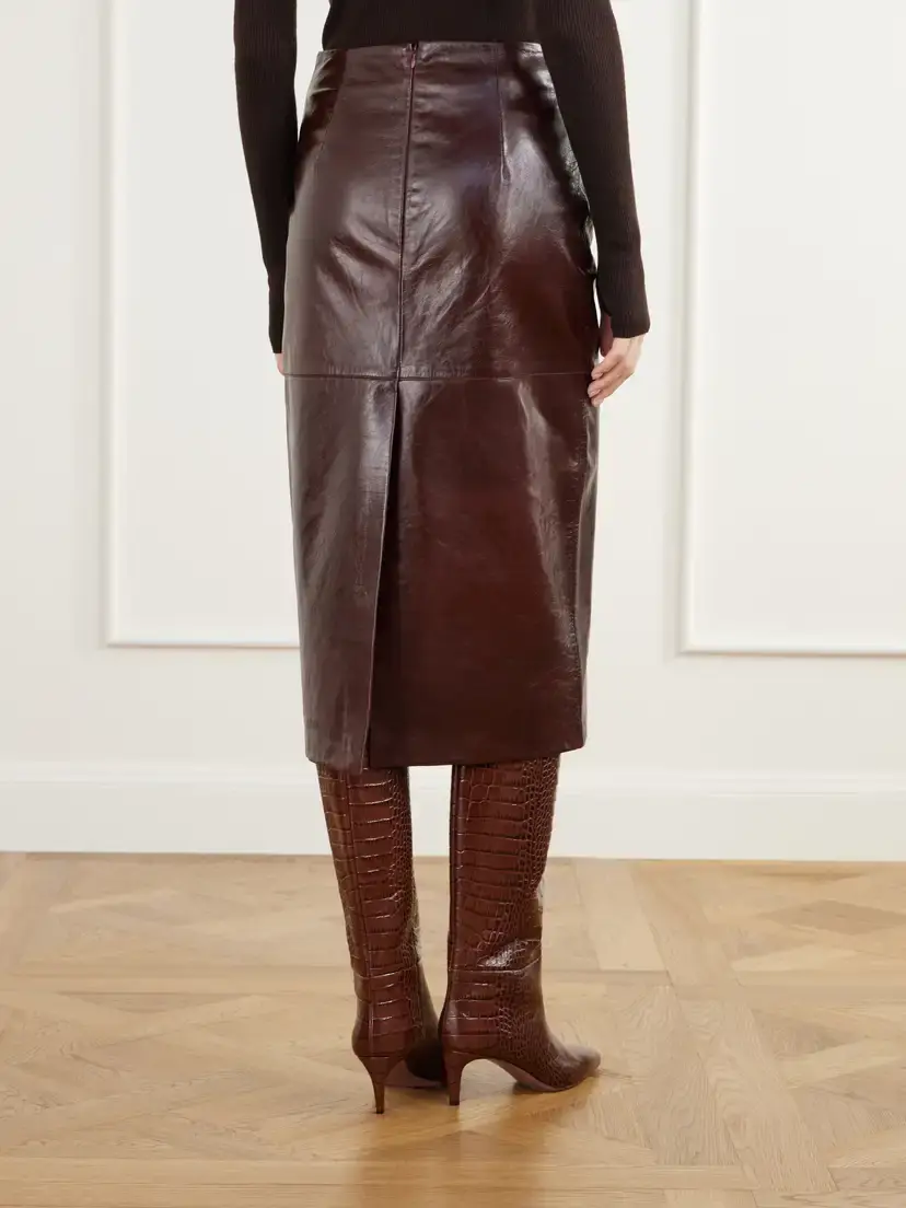 Sportmax Lappole Paneled Glossed-leather Midi Skirt | Thumbnail 4 Sportmax Lappole Paneled Glossed-leather Midi Skirt | Thumbnail 4
