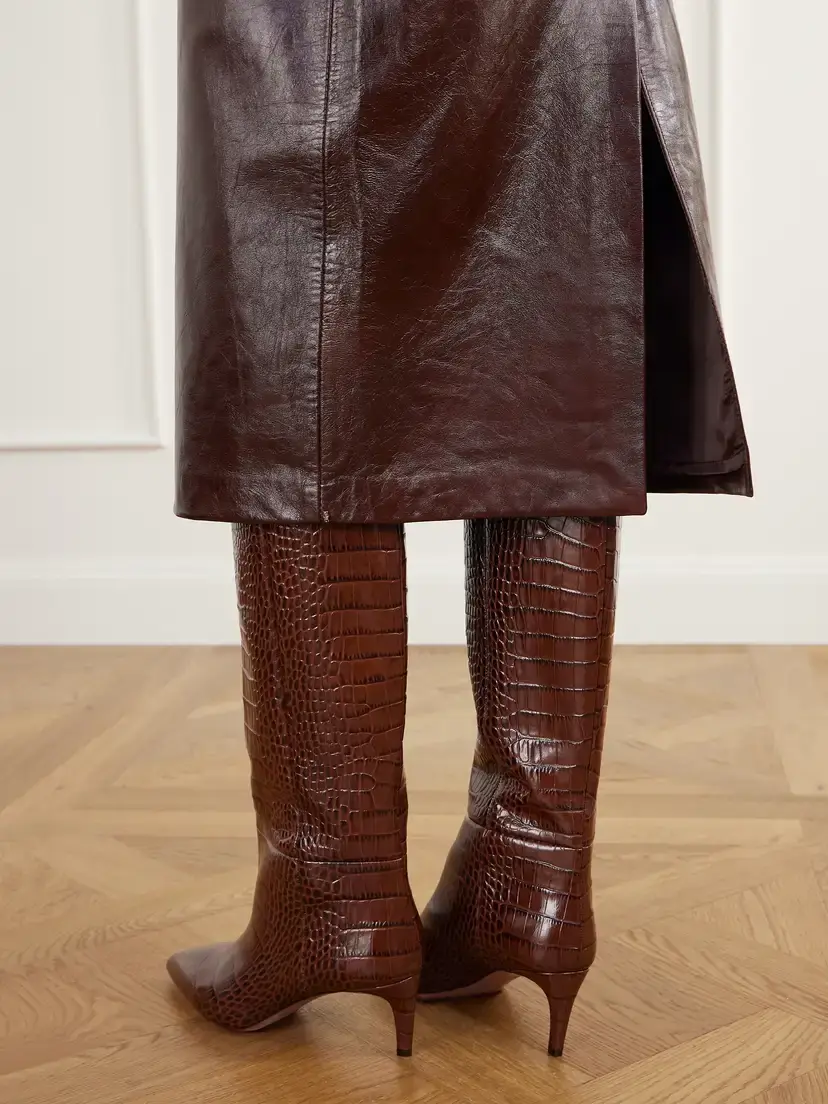 Sportmax Lappole Paneled Glossed-leather Midi Skirt | Thumbnail 6 Sportmax Lappole Paneled Glossed-leather Midi Skirt | Thumbnail 6
