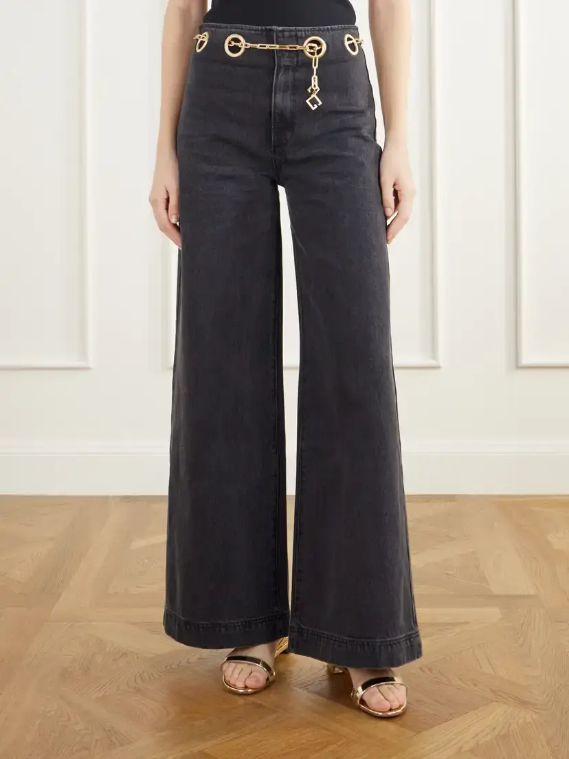 Cult Gaia Sydney Embellished Low-rise Flared Jeans | Thumbnail 3 Cult Gaia Sydney Embellished Low-rise Flared Jeans | Thumbnail 3