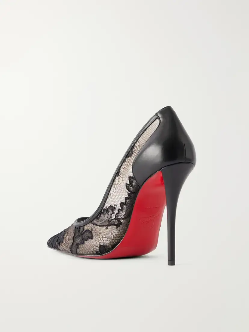 Christian Louboutin Miss Z 100 Leather-trimmed Lace Pumps | Thumbnail 3 Christian Louboutin Miss Z 100 Leather-trimmed Lace Pumps | Thumbnail 3