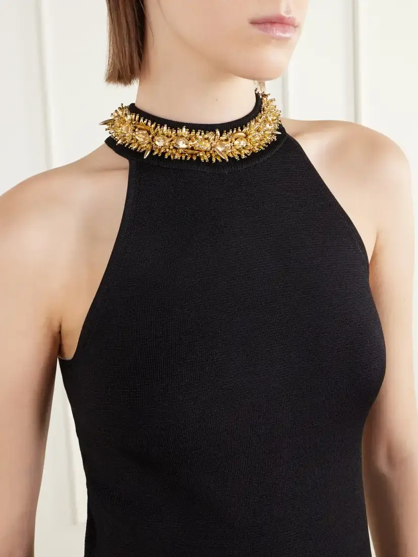 Balmain Bead-embellished Knitted Halterneck Maxi Dress | Thumbnail 4 Balmain Bead-embellished Knitted Halterneck Maxi Dress | Thumbnail 4
