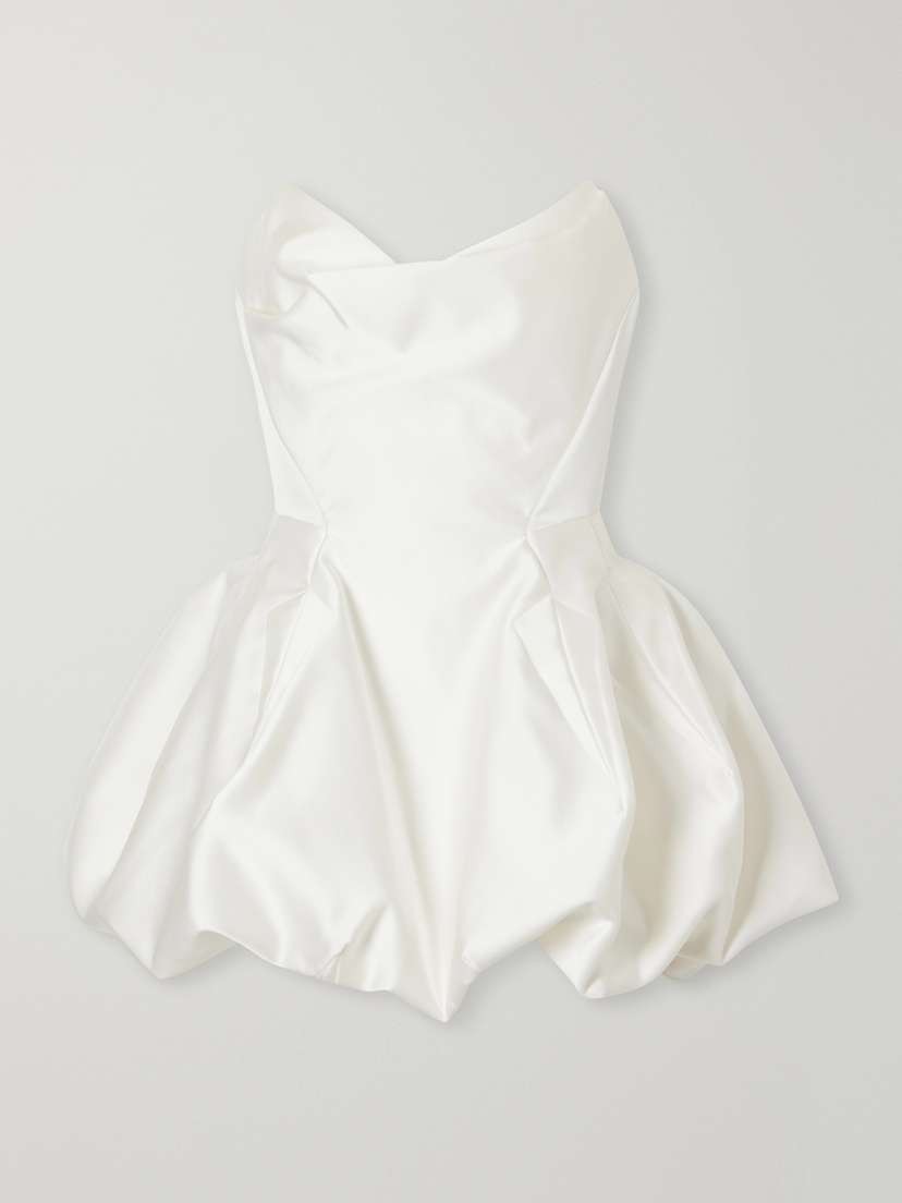 Joy Strapless Draped Duchess-satin Corset Mini Dress