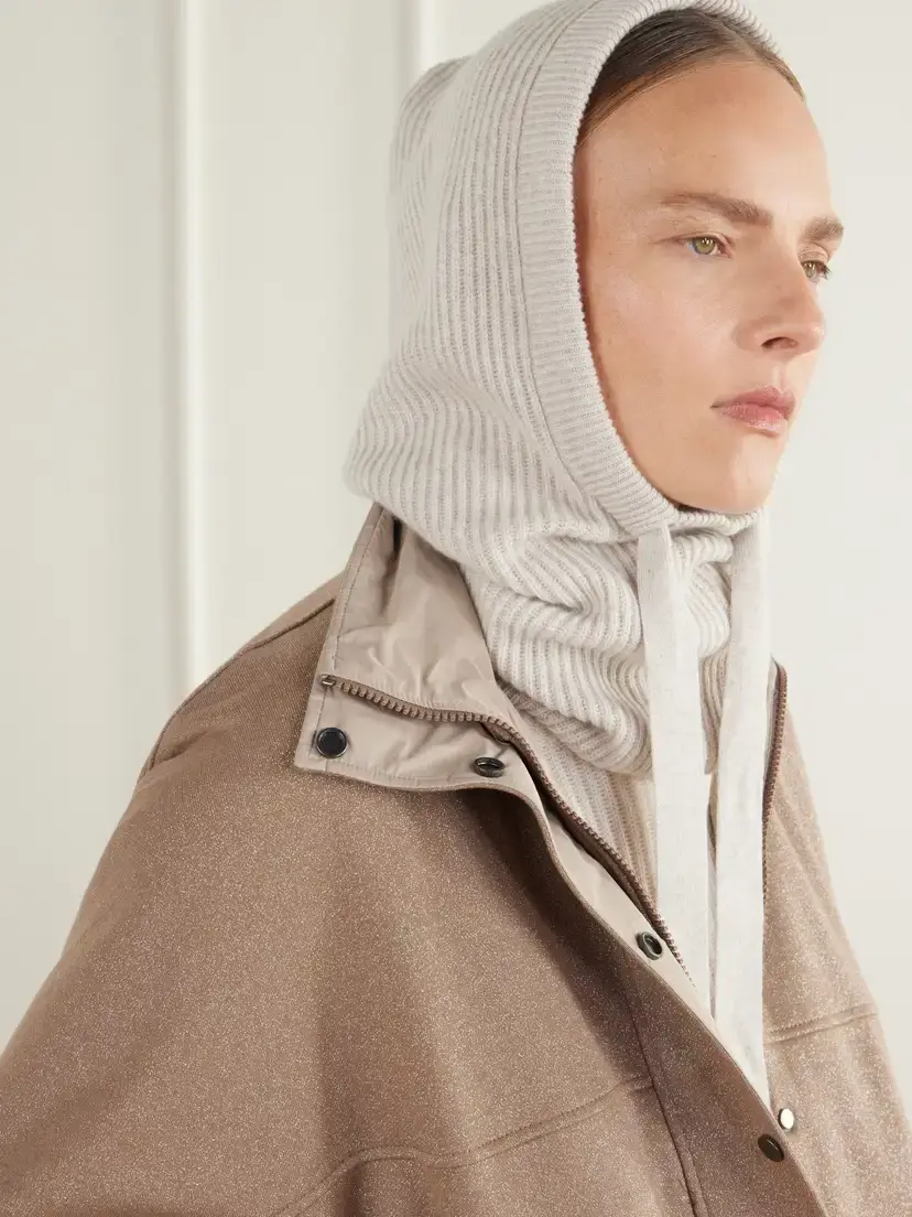 Brunello Cucinelli Drawstring Ribbed Cashmere Snood | Thumbnail 2 Brunello Cucinelli Drawstring Ribbed Cashmere Snood | Thumbnail 2
