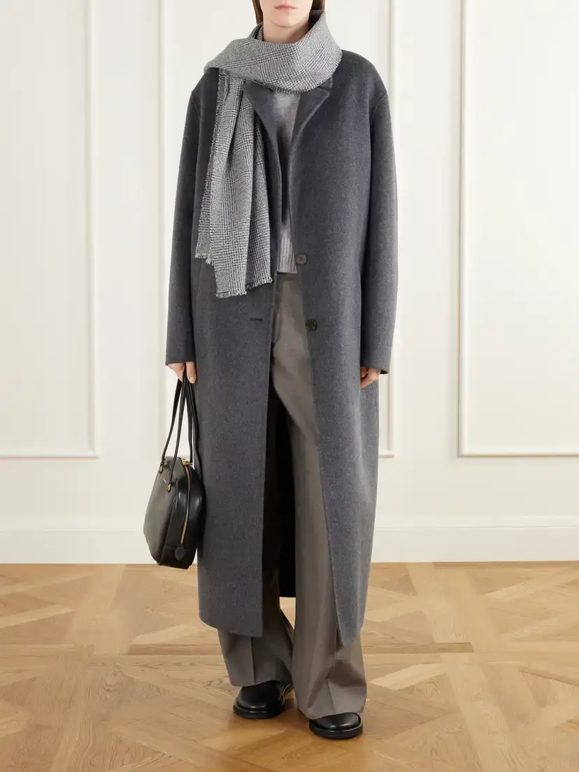 Johnstons of Elgin Scalpay Frayed Checked Wool And Cashmere-blend Scarf - Gray | Thumbnail 2 Johnstons of Elgin Scalpay Frayed Checked Wool And Cashmere-blend Scarf - Gray | Thumbnail 2