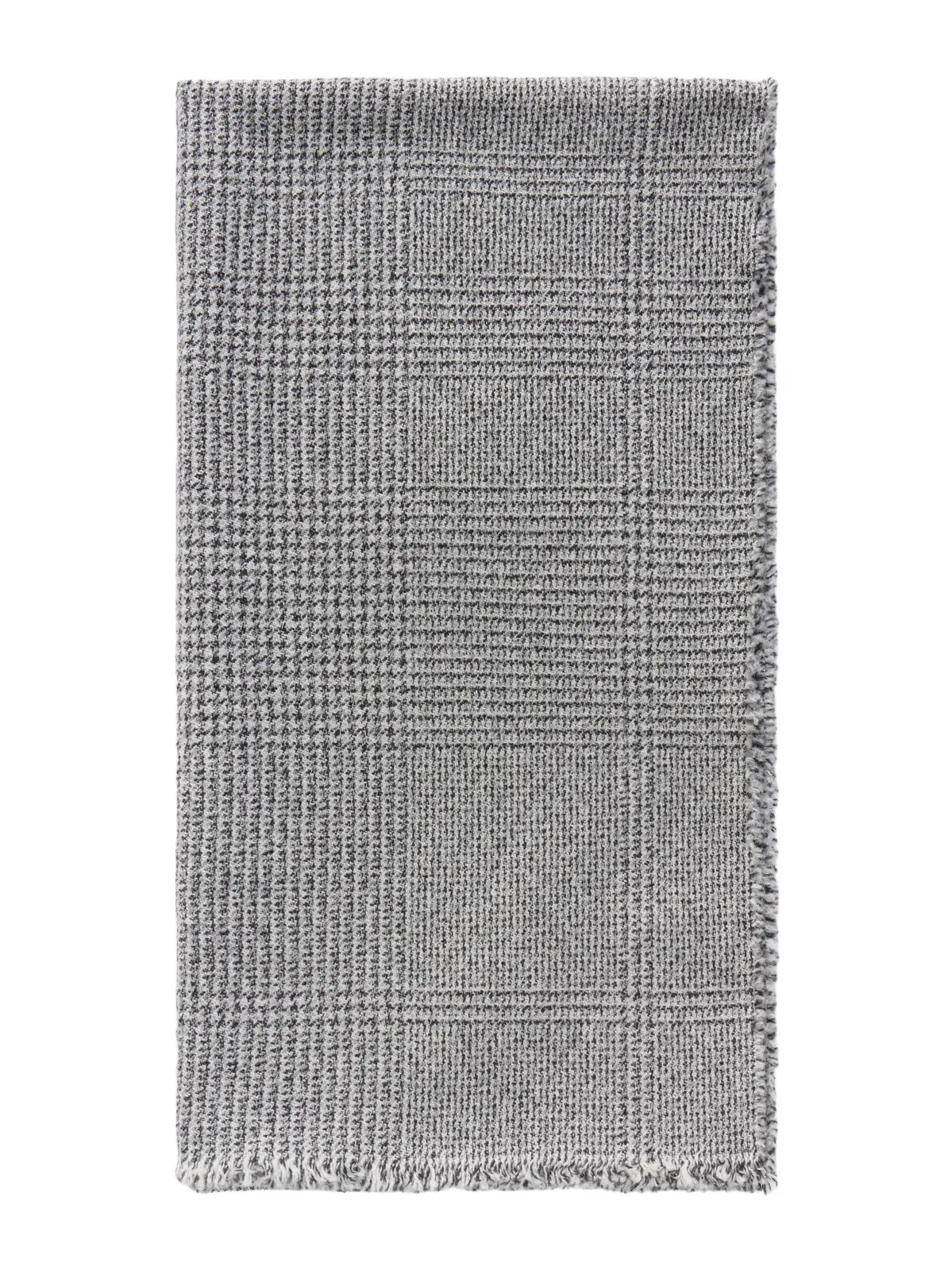 Scalpay Frayed Checked Wool And Cashmere-blend Scarf - Gray Scalpay Frayed Checked Wool And Cashmere-blend Scarf - Gray