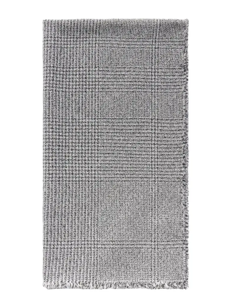 Johnstons of Elgin Scalpay Frayed Checked Wool And Cashmere-blend Scarf - Gray