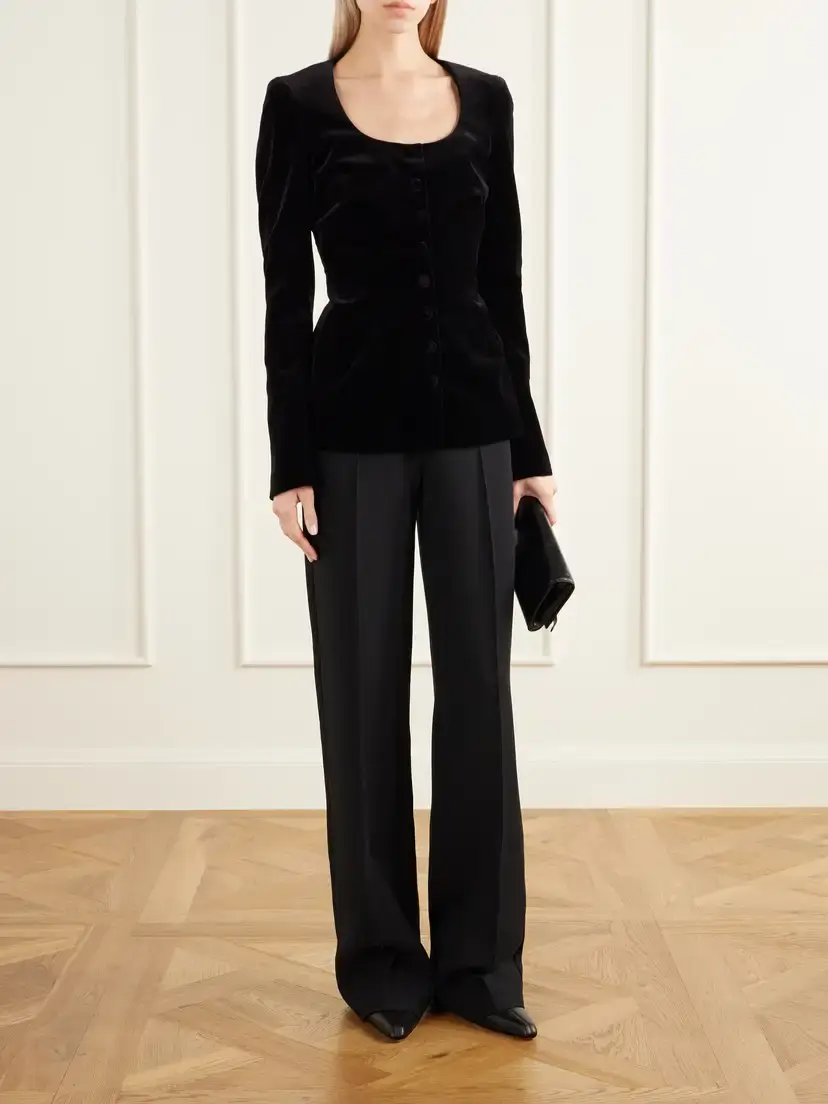 LIBEROWE Amber Darted Cotton-velvet Blouse | Thumbnail 2