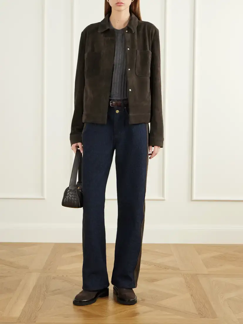 B SIDES Evan Suede-trimmed Mid-rise Wide-leg Jeans | Thumbnail 2 B SIDES Evan Suede-trimmed Mid-rise Wide-leg Jeans | Thumbnail 2