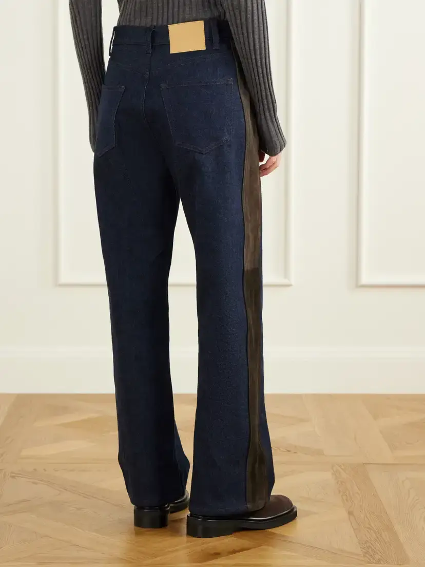 B SIDES Evan Suede-trimmed Mid-rise Wide-leg Jeans | Thumbnail 4 B SIDES Evan Suede-trimmed Mid-rise Wide-leg Jeans | Thumbnail 4