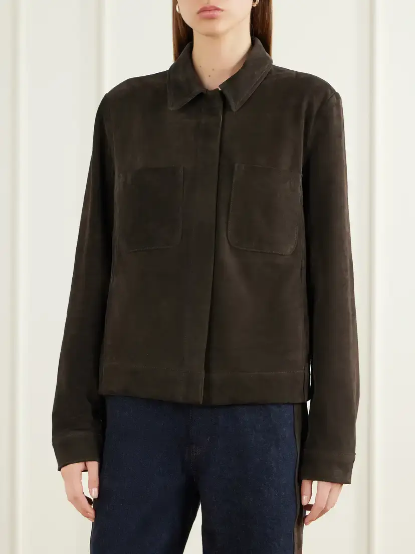 B SIDES Myrr Snap Cropped Suede Jacket | Thumbnail 3