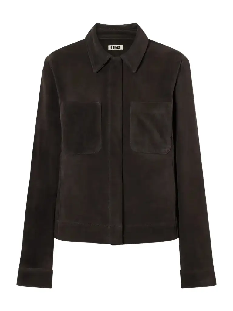 B SIDES Myrr Snap Cropped Suede Jacket