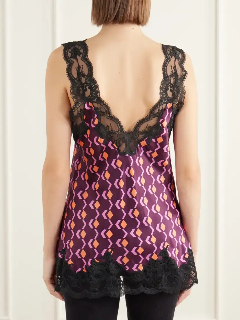 Rabanne Printed Lace-trimmed Silk-satin Cami | Thumbnail 4 Rabanne Printed Lace-trimmed Silk-satin Cami | Thumbnail 4