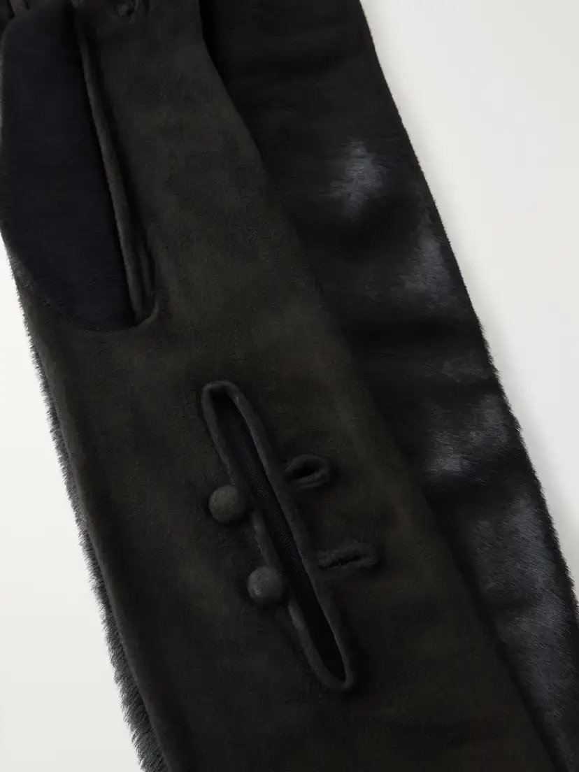 Alaïa Suede And Calf-hair Gloves - Black | Thumbnail 3