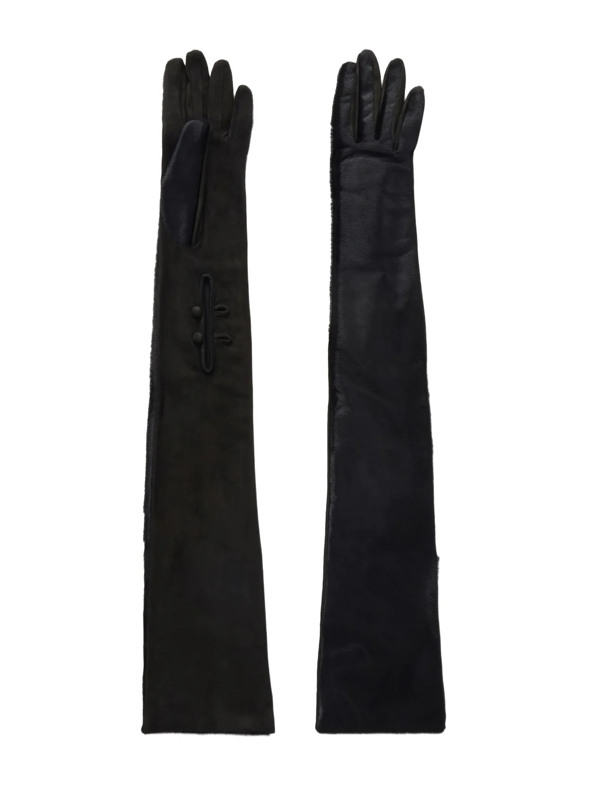 Suede And Calf-hair Gloves - Black