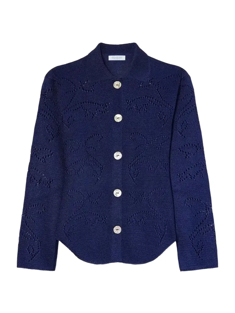 Squash Blossom Pointelle-knit Cardigan