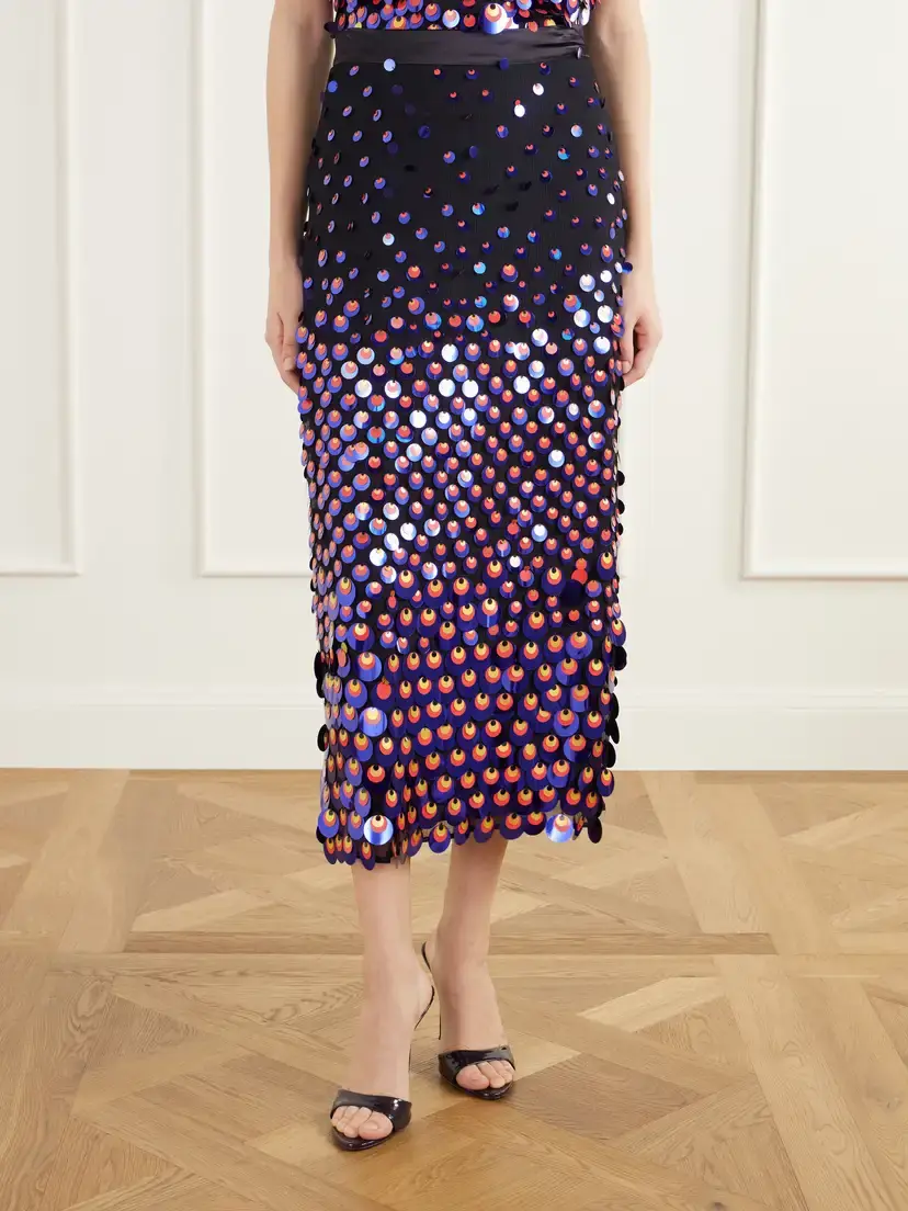 Christopher John Rogers Sequin-embellished Silk-crepon Midi Skirt | Thumbnail 3 Christopher John Rogers Sequin-embellished Silk-crepon Midi Skirt | Thumbnail 3