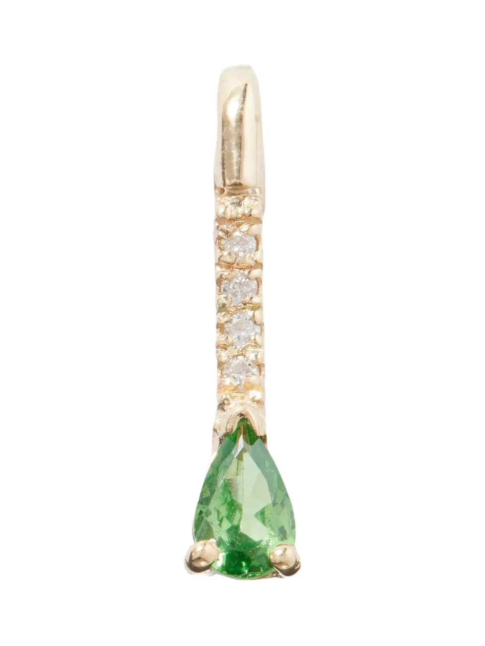 Loren Stewart Mini Gemstone Diamond Safety Pin 14-karat Gold Tsavorite And Diamonds Earring - Green