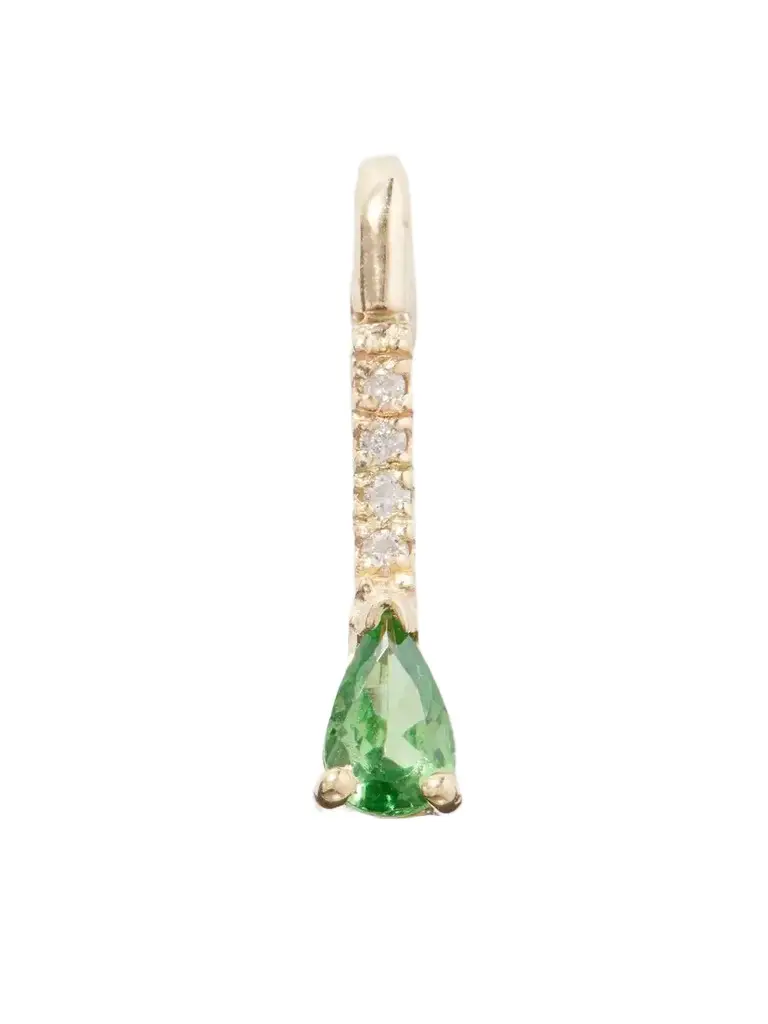 Loren Stewart Mini Gemstone Diamond Safety Pin 14-karat Gold Tsavorite And Diamonds Earring - Green