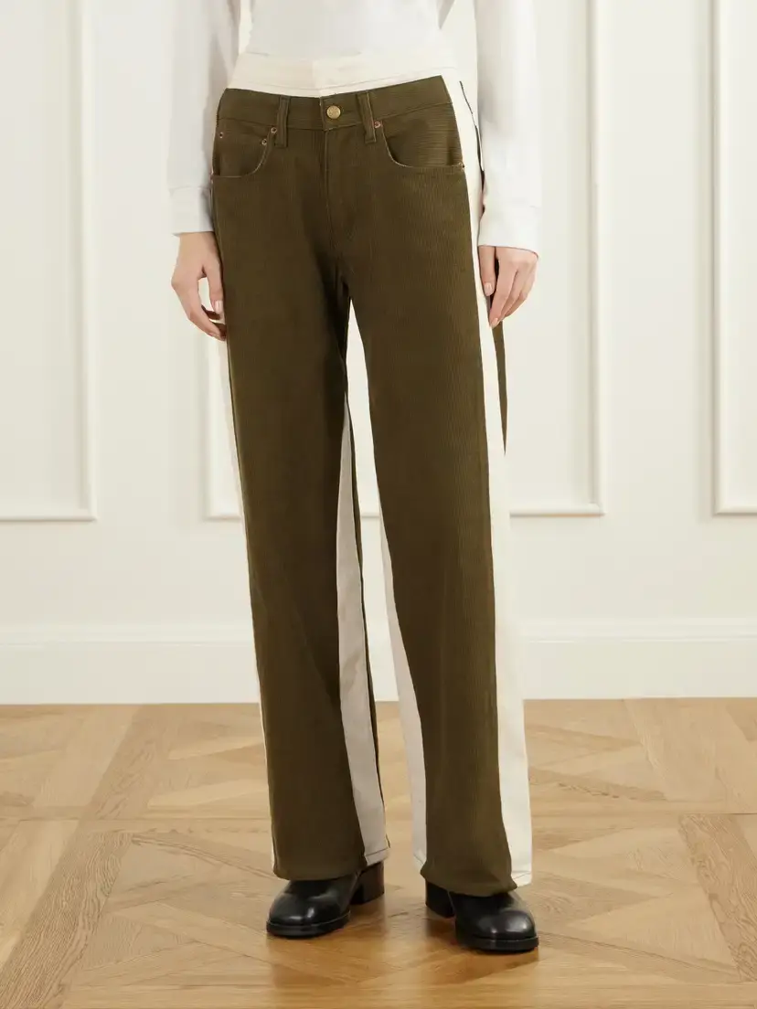 B SIDES Double Waistband Rework Cotton-corduroy High-rise Wide-leg Jeans | Thumbnail 3 B SIDES Double Waistband Rework Cotton-corduroy High-rise Wide-leg Jeans | Thumbnail 3