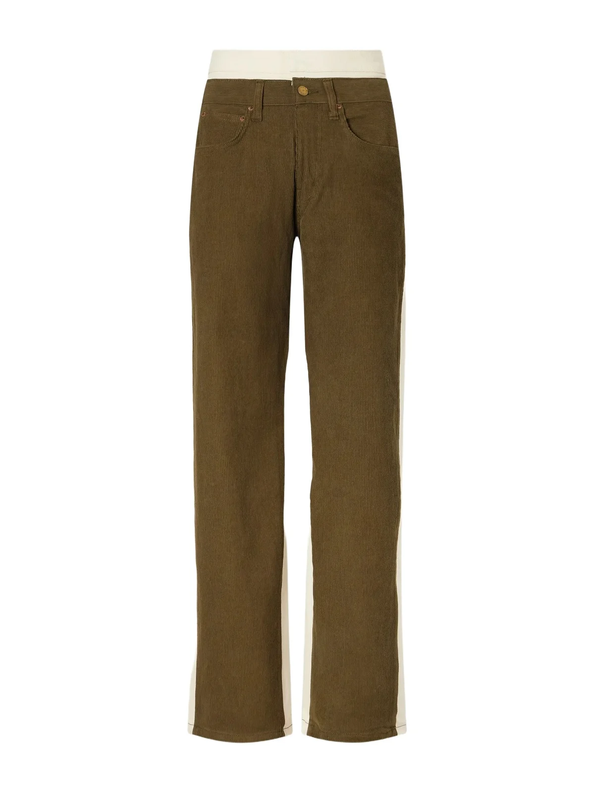 B SIDES Double Waistband Rework Cotton-corduroy High-rise Wide-leg Jeans