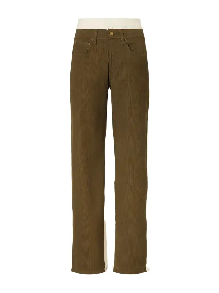 B SIDES Double Waistband Rework Cotton-corduroy High-rise Wide-leg Jeans