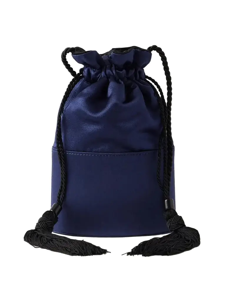 Hunting Season The Lola Drawstring Tasseled Cord-trimmed Satin Bucket Bag