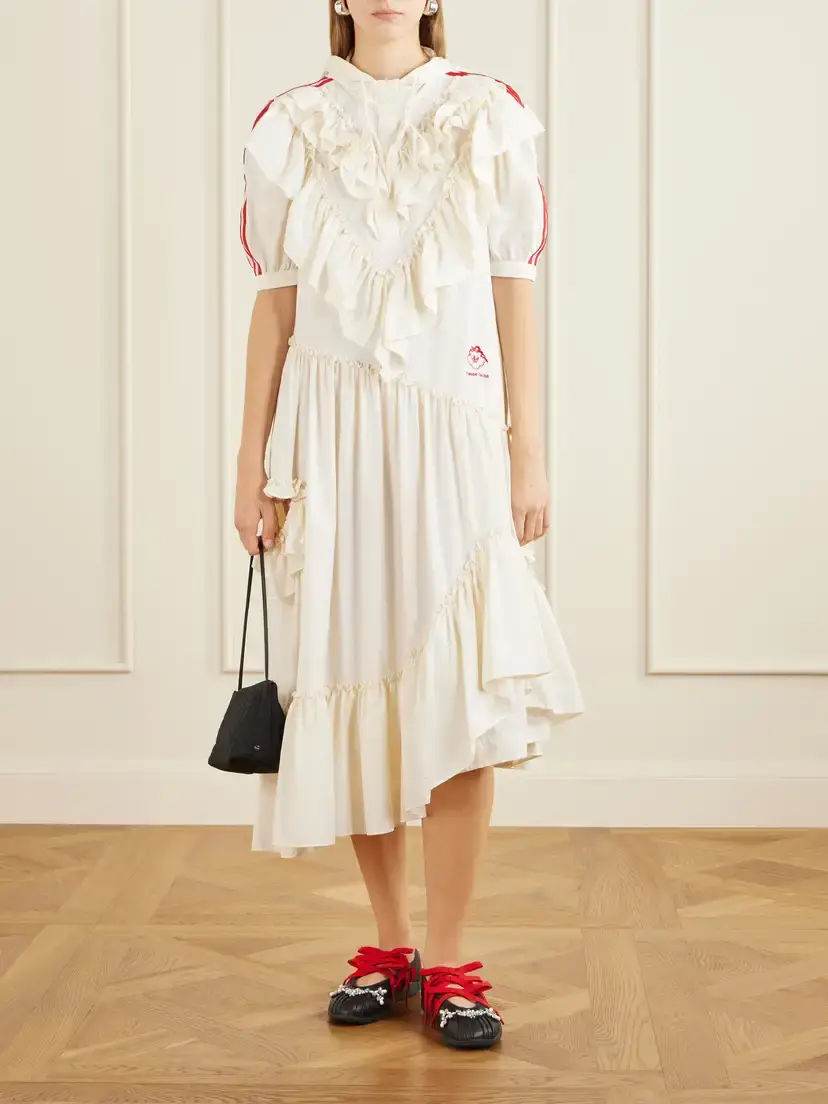 Simone Rocha + Adidas Originals Taekwondo Ballerina Embellished Pleated Leather Flats | Thumbnail 4 Simone Rocha + Adidas Originals Taekwondo Ballerina Embellished Pleated Leather Flats | Thumbnail 4