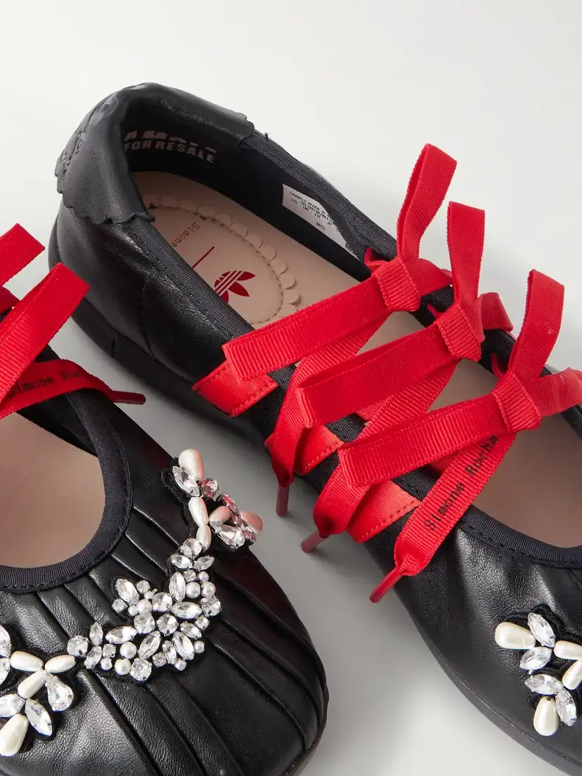 Simone Rocha + Adidas Originals Taekwondo Ballerina Embellished Pleated Leather Flats | Thumbnail 5 Simone Rocha + Adidas Originals Taekwondo Ballerina Embellished Pleated Leather Flats | Thumbnail 5