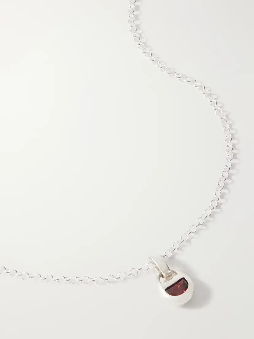 Loren Stewart Mini Half Moon Lock Silver Garnet Necklace | Thumbnail 5 Loren Stewart Mini Half Moon Lock Silver Garnet Necklace | Thumbnail 5