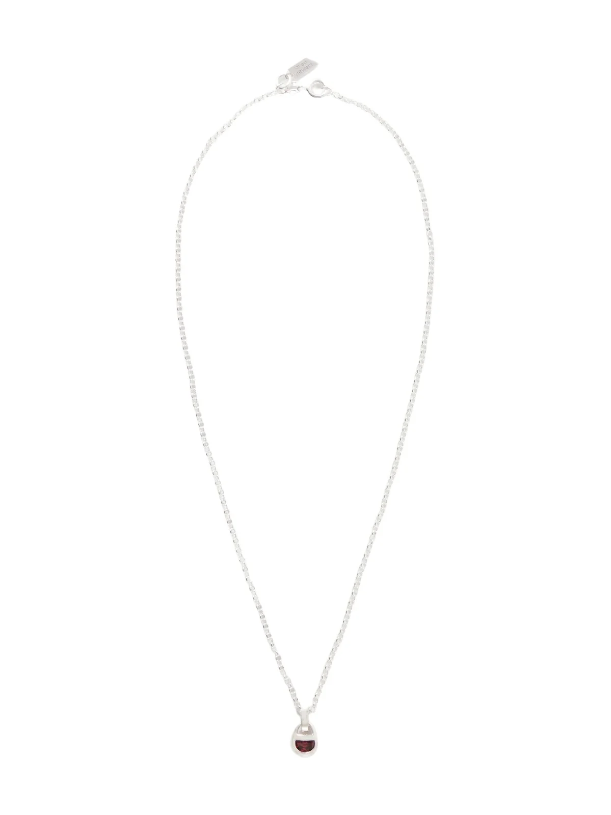 Loren Stewart Mini Half Moon Lock Silver Garnet Necklace