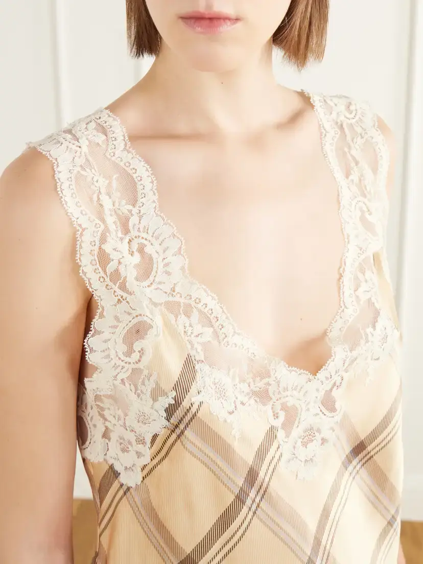 Rabanne Checked Lace-trimmed Silk-satin Cami | Thumbnail 5 Rabanne Checked Lace-trimmed Silk-satin Cami | Thumbnail 5