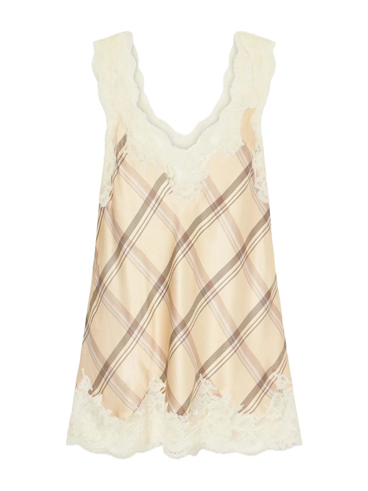 Rabanne Checked Lace-trimmed Silk-satin Cami