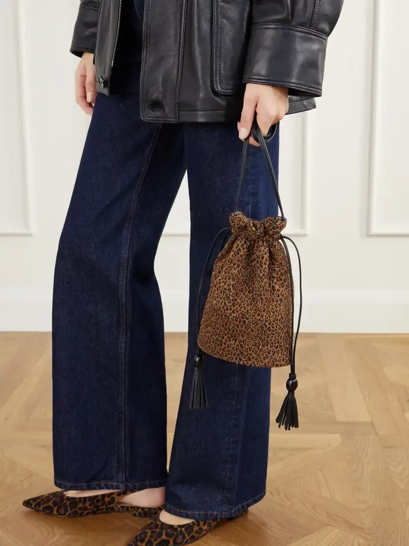 Hunting Season The Sac Tasseled Leopard-print Leather-trimmed Suede Bucket Bag | Thumbnail 2