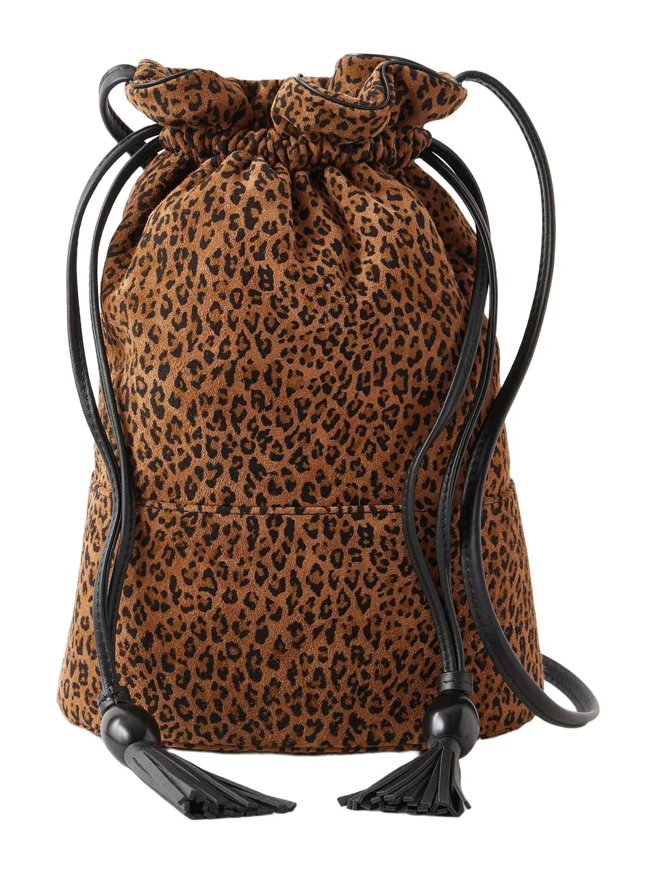 Hunting Season The Sac Tasseled Leopard-print Leather-trimmed Suede Bucket Bag