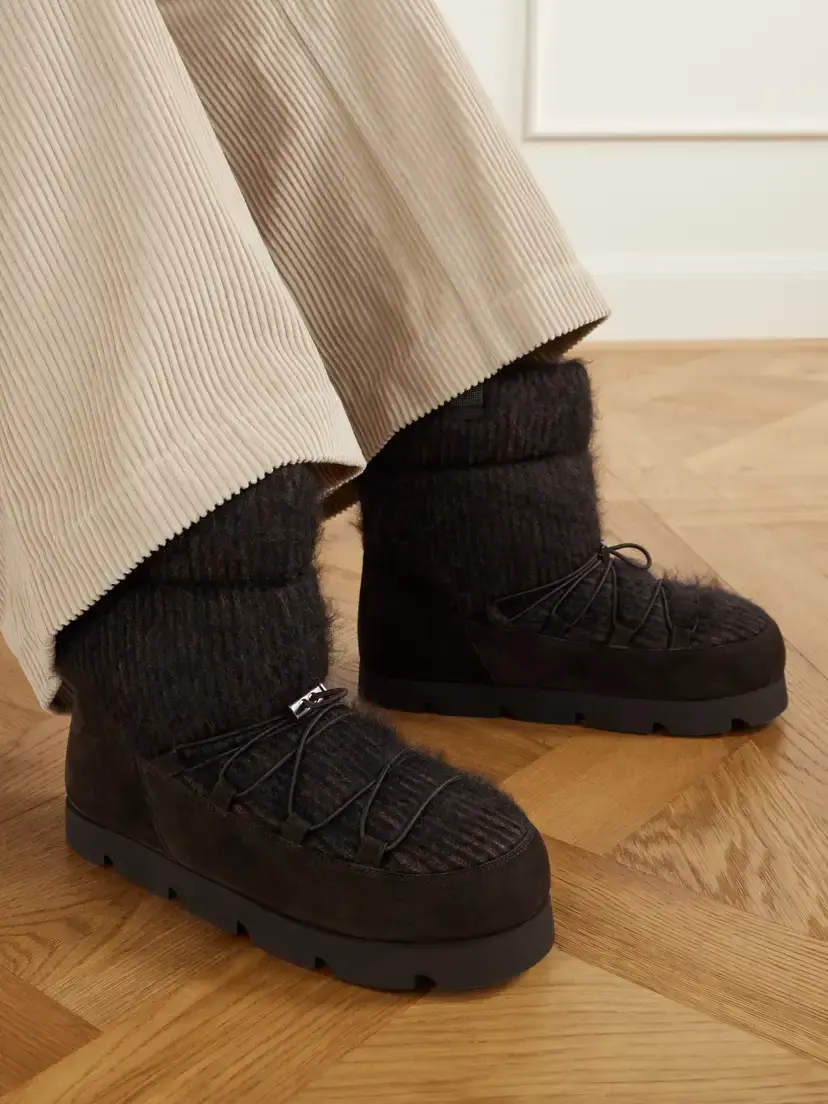 Brunello Cucinelli Monili-embellished Suede-trimmed Brushed Cashmere Ankle Boots | Thumbnail 2 Brunello Cucinelli Monili-embellished Suede-trimmed Brushed Cashmere Ankle Boots | Thumbnail 2