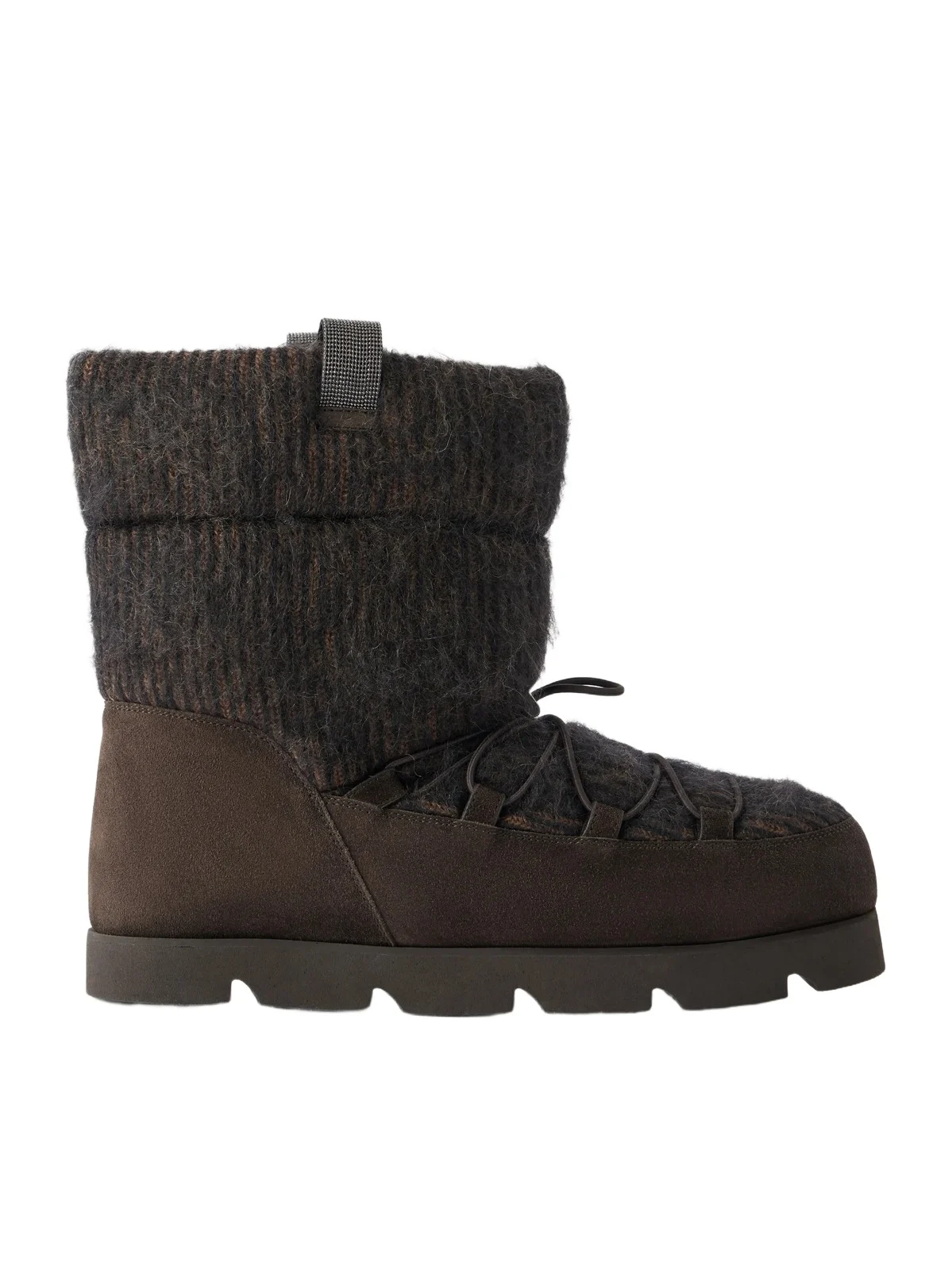 Brunello Cucinelli Monili-embellished Suede-trimmed Brushed Cashmere Ankle Boots