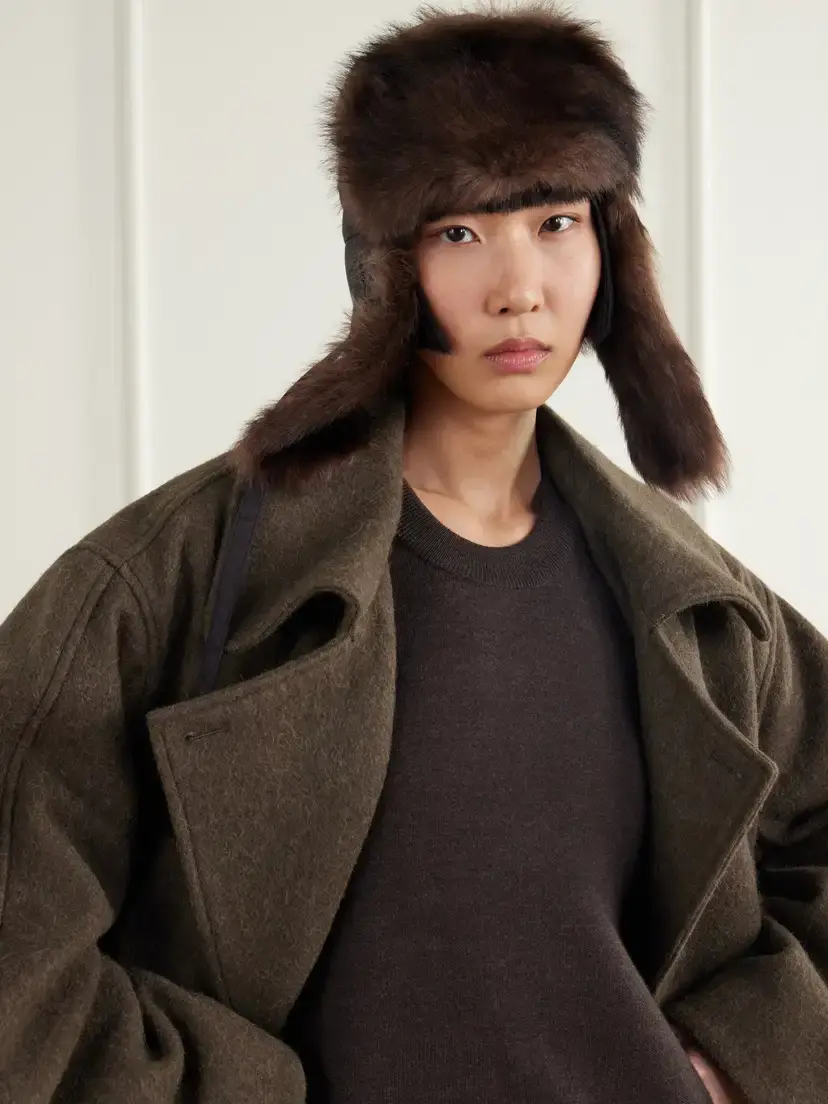 Lemaire Chapka Shearling-trimmed Cotton-blend Twill Trapper Hat | Thumbnail 2 Lemaire Chapka Shearling-trimmed Cotton-blend Twill Trapper Hat | Thumbnail 2