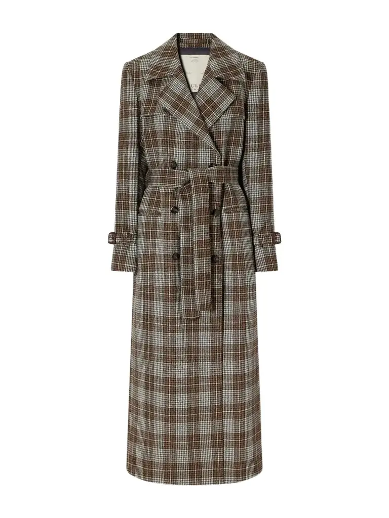 Giuliva Heritage The Camilla Double-breasted Belted Checked Wool-houndstooth Trench Coat